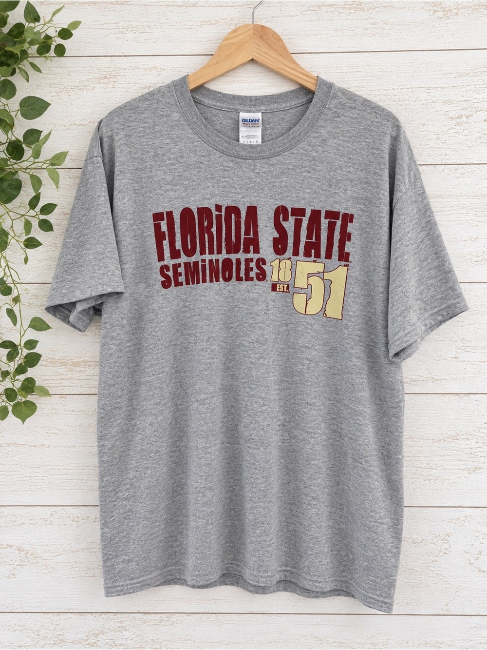 Gildan Gray Florida State Seminoles Graphic Tee with Maroon and Gold Print NWT x